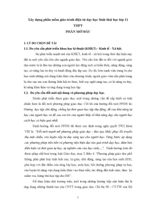 Đề tài xây dựng phần mềm giáo trình điện tử dạy học sinh thái học lớp 11 thpt