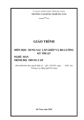 Giáo trình dung sai lắp ghép và đo lường kỹ thuật nghề hàn trung cấp