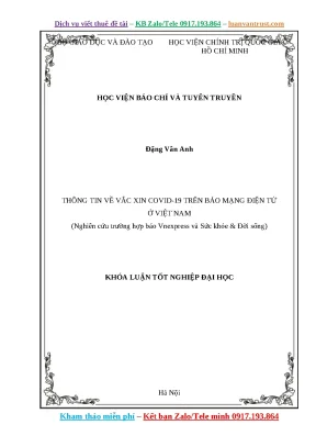 Khóa luận tốt nghiệp thông tin về vắc xin covid 19 chuyên báo mạng điện tử ở việt nam
