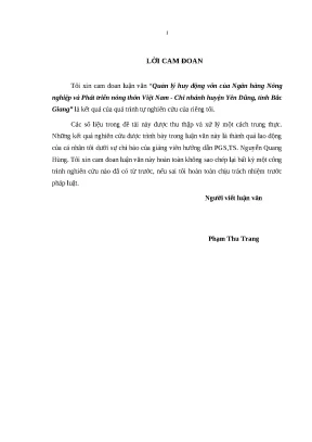 Luận văn ths quản lý huy động vốn của ngân hàng nông nghiệp và phát triển nông thôn việt nam chi nhánh huyện yên dũng tỉnh bắc giang