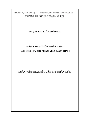 Luận văn thạc sĩ đào tạo nguồn nhân lực tại công ty cổ phần may nam định