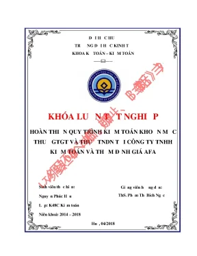 Khóa luận tốt nghiệp hoàn thiện quy trình kiểm toán khoản mục thuế gtgt và thuế tndn tại công ty tnhh kiểm toán và thẩm định giá afa