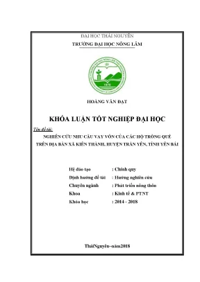 Khóa luận tốt nghiệp nghiên cứu nhu cầu vay vốn của các hộ trồng quế trên địa bàn xã kiên thành huyện trấn yên tỉnh yên bái