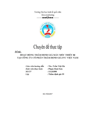 Chuyên đề thực tập hoạt động thẩm định giá máy móc thiết bị tại công ty cổ phần thẩm định giá ivc việt nam
