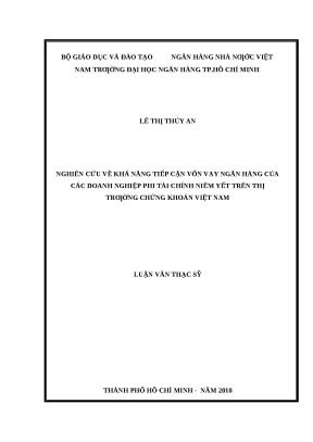 0680 nghiên cứu về khả năng tiếp cận vốn vay nh của các dn phi tài chính niêm yết trên thị trường chứng khoán việt nam luận văn thạc sĩ kinh tế lê thị thúy
