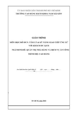 Giáo trình tâm lý và kỹ năng giao tiếp ứng xử với khách du lịch nghề quản trị nhà hàng và dịch vụ ăn uống cao đẳng
