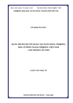 0345 quản trị rủi ro tín dụng tại nhtm cp ngoại thương việt nam chi nhánh cần thơ luận văn thạc sĩ tcnh võ khôi nguyên lê tấn phước tp hcm đh nh hcm 20