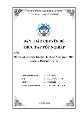Mở rộng cho vay tiêu dùng tại chi nhánh ngân hàng tmcp đầu tư và phát triển hà tây1