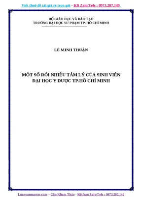 Luận văn một số rối nhiễu tâm lý của sinh viên đại học y dược thành phố hồ chí minh
