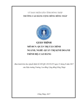 Giáo trình quản trị tài chính nghề quản trị kinh doanh cao đẳng