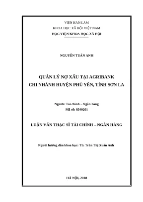 Luận văn thạc sỹ quản lý nợ xấu tại agribank chi nhánh huyện phù yên tỉnh sơn la