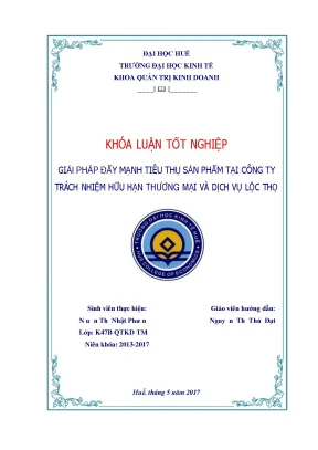Giải pháp đẩy mạnh tiêu thụ sản phẩm tại công ty trách nhiệm hữu hạn thương mại và dịch vụ lộc thọ