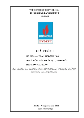 Giáo trình an toàn tự động hóa nghề sửa chữa thiết bị tự động hóa cao đẳng