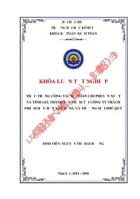 Khóa luận tốt nghiệp thực trạng công tác kế toán chi phí sản xuất và tính giá thành sản phẩm xây lắp tại công ty tnhh xây dựng và thương mại phú quý