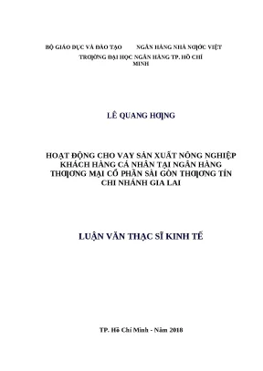 0978 hoạt động cho vay sản xuất nông nghiệp khách hàng cá nhân tại nhtm cp sài gòn thương tín chi nhánh gia lai luận văn thạc sĩ kinh tế lê quang hưng