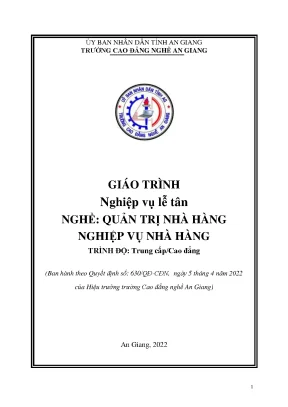 Giáo trình nghiệp vụ lễ tân nghề quản trị nhà hàng và nghiệp vụ nhà hàng trình độ cđtc