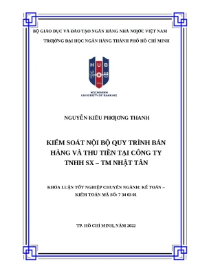 Khóa luận tốt nghiệp kiểm soát nội bộ quy trình bán hàng và thu tiền tại công ty tnhh sx tm nhật tân