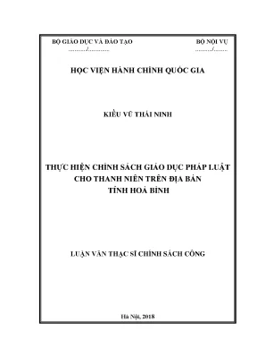 Luận văn thạc sĩ thực hiện chính sách giáo dục pháp luật cho thanh niên trên địa bàn tỉnh hòa bình