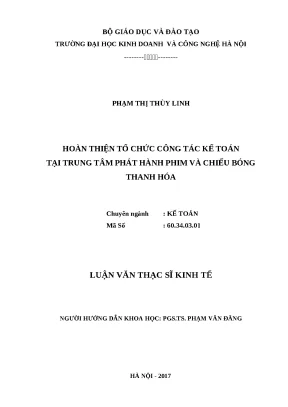 Luận văn tài chính hoàn thiện tổ chức công tác kế toán tại trung tâm phát hành phim và chiếu bóng thanh hóa