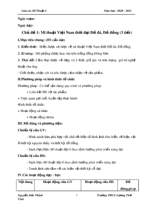 Giáo án môn mĩ thuật lớp 6 theo chủ đề