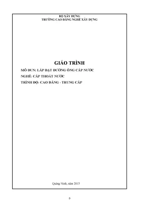 Giáo trình lắp đặt đường ống cấp nước tham khảo