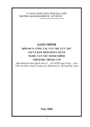 Giáo trình công tác văn thư lưu trữ tại ủy ban nhân dân cấp xã nghề văn thư hành chính trình độ trung cấp