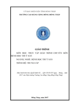 Giáo trình thực tập giáo trình chuyên môn bệnh học thuỷ sản nghề bệnh học thuỷ sản trung cấp
