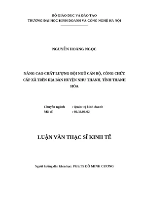 Luận văn thạc sĩ hubt chất lượng đội ngũ cán bộ công chức cấp xã trên địa bàn huyện như thanh tỉnh thanh hóa