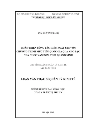 Luận văn thạc sĩ hoàn thiện công tác kiểm soát chi vốn chương trình mục tiêu quốc gia qua kho bạc nhà nước vân đồn tỉnh quảng ninh