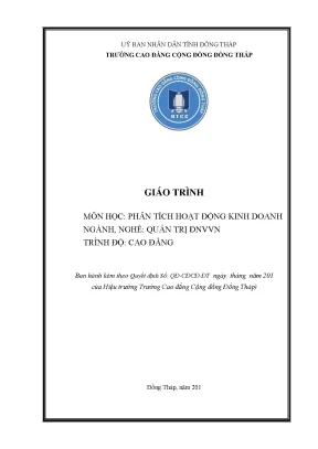Giáo trình phân tích hoạt động kinh doanh nghề quản trị doanh nghiệp vừa và nhỏ cao đẳng