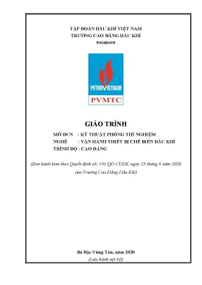 Giáo trình kỹ thuật phòng thí nghiệm nghề vận hành thiết bị chế biến dầu khí trình độ cao đẳng