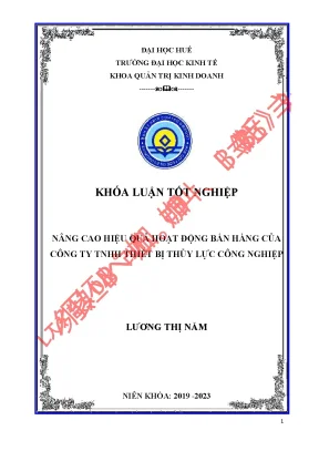 Nâng cao hiệu quả hoạt động bán hàng của công ty tnhh thiết bị thủy lực công nghiệp