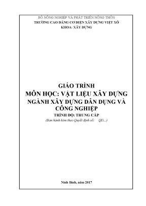 Giáo trình vật liệu xây dựng nghề xây dựng dân dụng và công nghiệp trung cấp