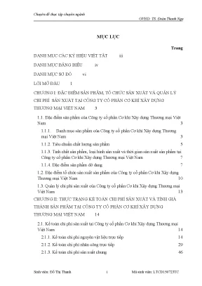 Hoàn thiện kế toán chi phí sản xuất và tính giá thành sản phẩm tại công ty cổ phần cơ khí xây dựng thương mại việt nam