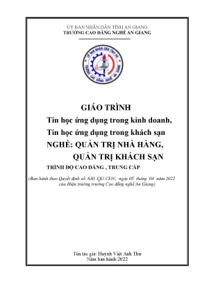 Giáo trình tin học ứng dụng trong kinh doanh nghề quản trị nhà hàng quản trị khách sạn trình độ cđtc