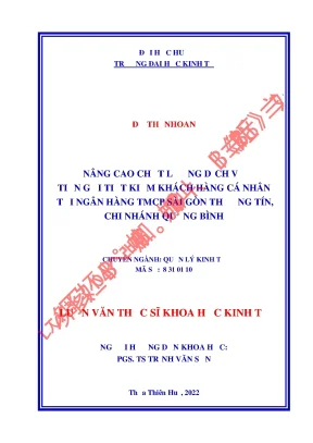 Nâng cao chất lượng dịch vụ tiền gửi tiết kiệm khách hàng cá nhân tại ngân hàng tmcp sài gòn thương tín chi nhánh quảng bình