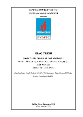 Giáo trình gia công cắt gọt kim loại 1 nghề lắp đặt vận hành bảo dưỡng bơm quạt máy nén khí cao đẳng