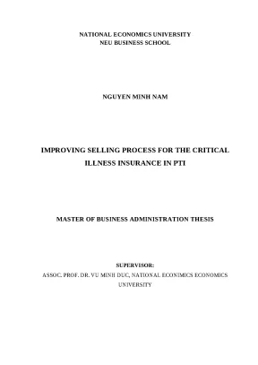 Luận văn thạc sĩ improving selling process for the critical illness insurance in pti