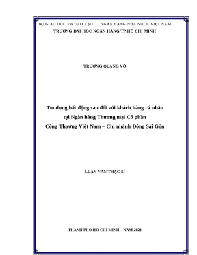 0086 tín dụng bất động sản đối với khách hàng cá nhân tại nhtm cp công thương việt nam chi nhánh đông sài gòn luận văn thạc sĩ tcnh trương quang võ trần