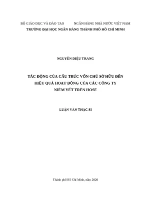 0272 tác động của cấu trúc vốn chủ sở hữu đến hiệu quả hoạt động của các cty niêm yết trên hose luận văn thạc sĩ tcnh nguyễn diệu trang lê phan thị diệu th