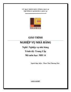 Giáo trình nghiệp vụ nhà hàng nghề nghiệp vụ nhà hàng trình độ trung cấp