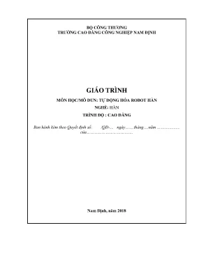 Giáo trình tự động hoá robot hàn