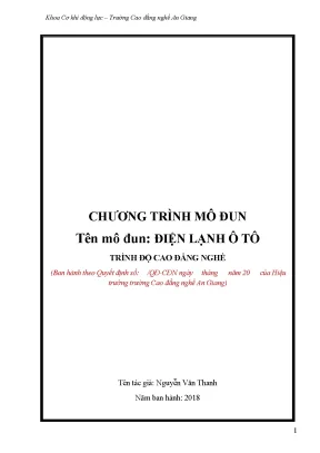 Giáo trình điện lạnh ô tô