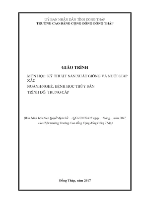 Giáo trình kỹ thuật sản xuất giống và nuôi giáp xác nghề bệnh học thuỷ sản trung cấp