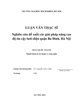 Nghiên cứu đề xuất các giải pháp nâng cao độ tin cậy lưới điện quận ba đình hà nội
