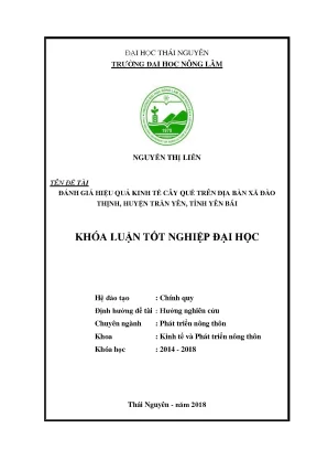 Khóa luận tốt nghiệp đánh giá hiệu quả kinh tế cây quế trên địa bàn xã đào thịnh huyện trấn yên tỉnh yên bái