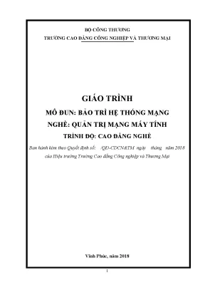 Giáo trình mô đun bảo trì hệ thống mạng nghề quản trị mạng máy tính trình độ cao đẳng nghề