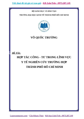 Luận văn hợp tác công tư trong lĩnh vực y tế nghiên cứu trường hợp thành phố hồ chí minh