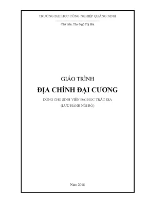 Giáo trình địa chính đại cương ngành trắc địa
