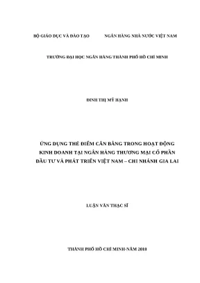 0047 ứng dụng thẻ điểm cân bằng trong hoạt động kinh doanh tại nhtm cp đầu tư và phát triển việt nam chi nhánh gia lai luận văn thạc sĩ tcnh đinh thị mỹ